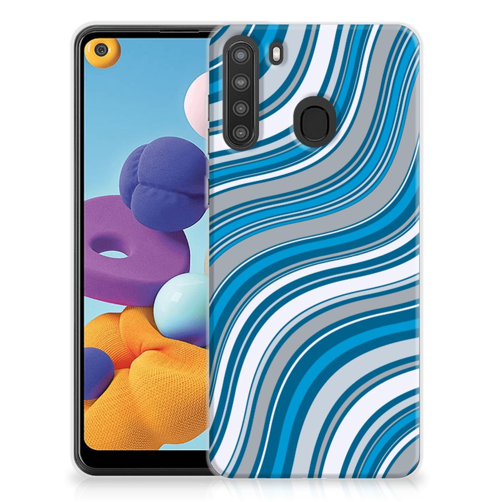 Samsung Galaxy A21 TPU bumper Waves Blue