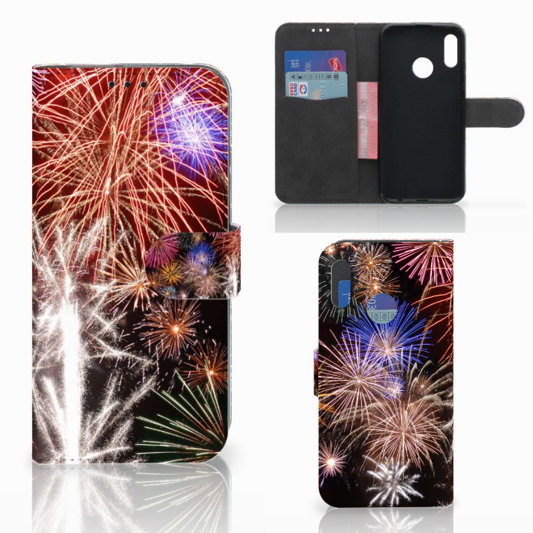 Honor 10 Lite Wallet Case met Pasjes Vuurwerk