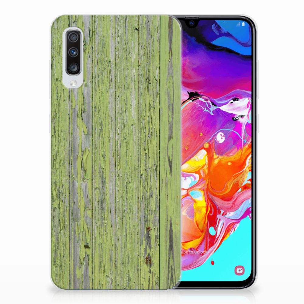 Samsung Galaxy A70 Bumper Hoesje Green Wood