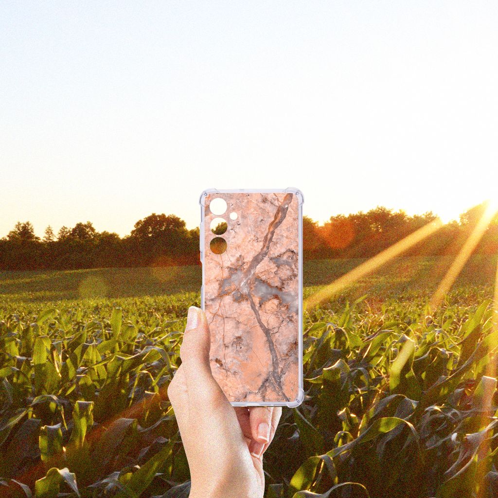 Samsung Galaxy M54 Anti-Shock Hoesje Marmer Oranje B2C Telecom