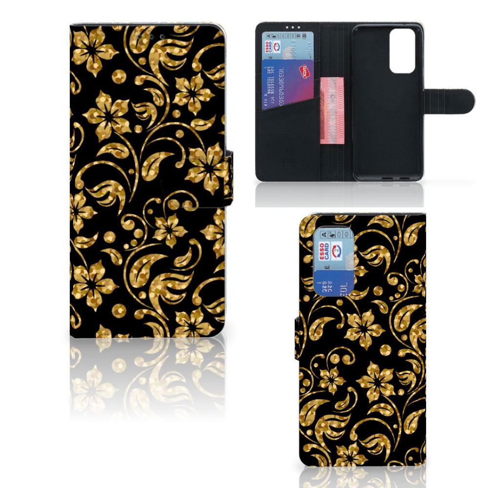 OnePlus 9 Pro Hoesje Gouden Bloemen