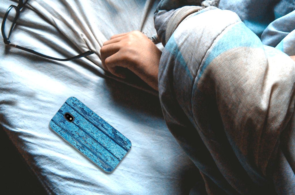 Samsung Galaxy J3 2017 Bumper Hoesje Wood Blue