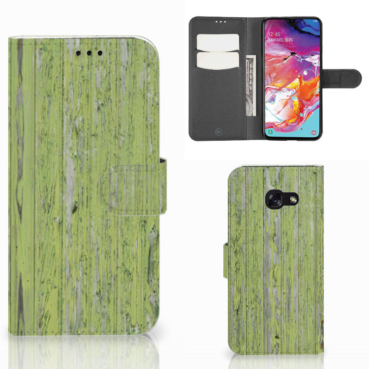 Samsung Galaxy A70 Book Style Case Green Wood