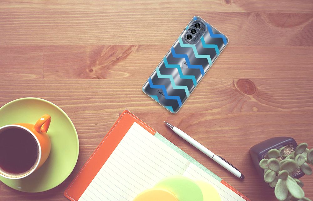 Motorola Moto G62 5G TPU bumper Zigzag Blauw B2C Telecom