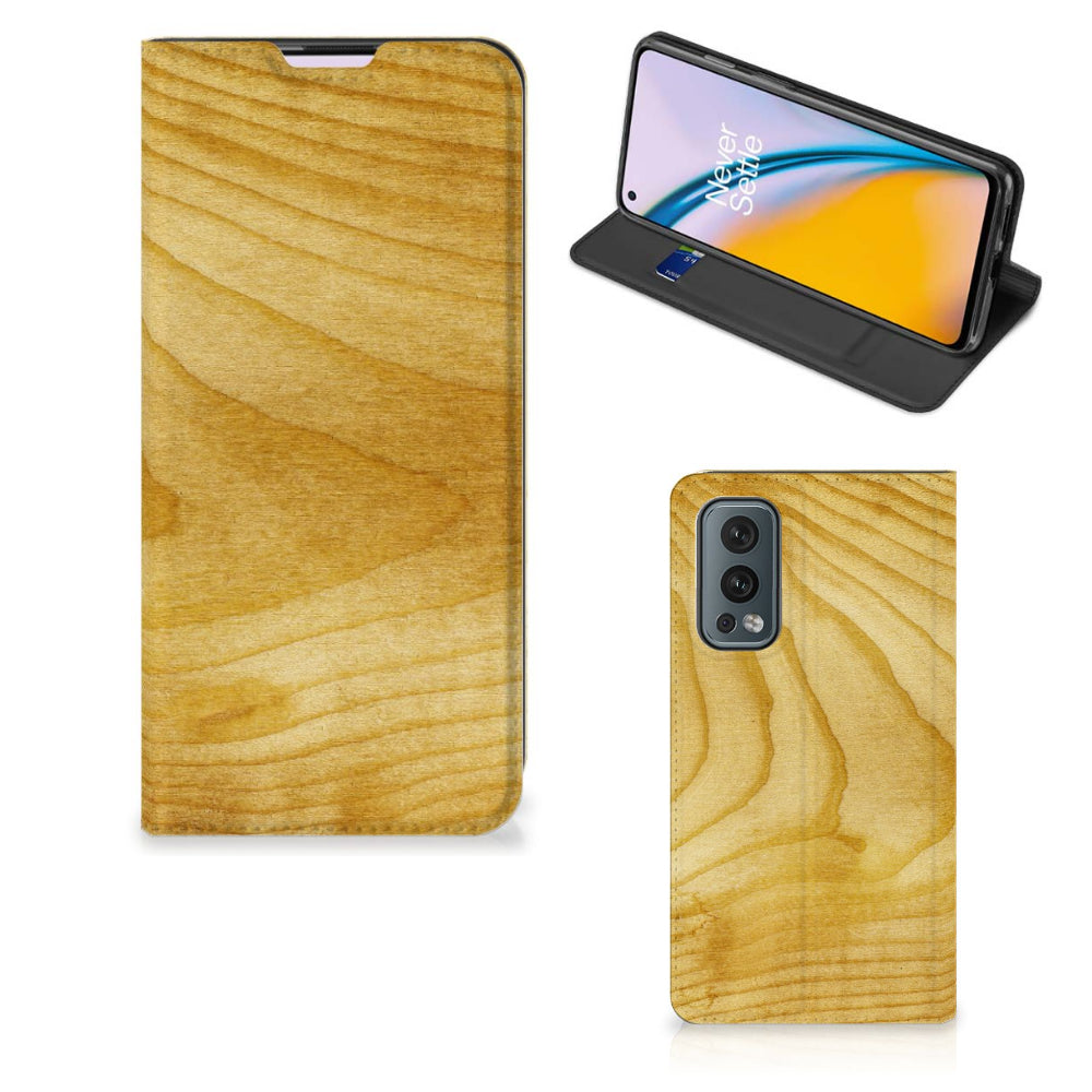 OnePlus Nord 2 5G Book Wallet Case Licht Hout