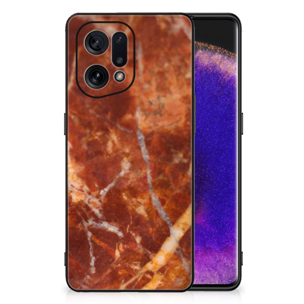 OPPO Find X5 Marmeren Print Telefoonhoesje Marmer Bruin