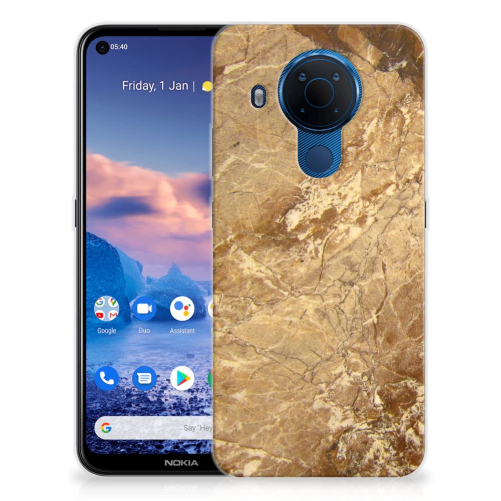 Nokia 5.4 TPU Siliconen Hoesje Marmer Creme