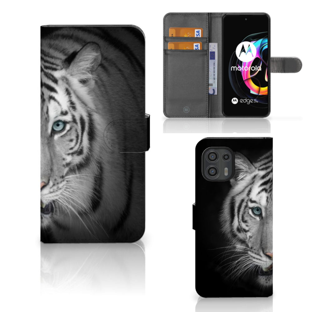 Motorola Edge 20 Lite Telefoonhoesje met Pasjes Tijger