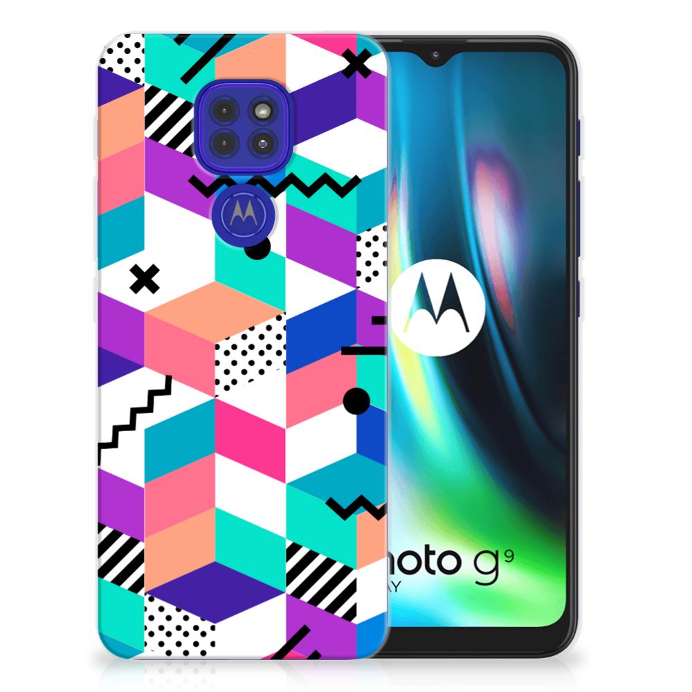Motorola Moto G9 Play | E7 Plus TPU Hoesje Blokken Kleurrijk B2C Telecom