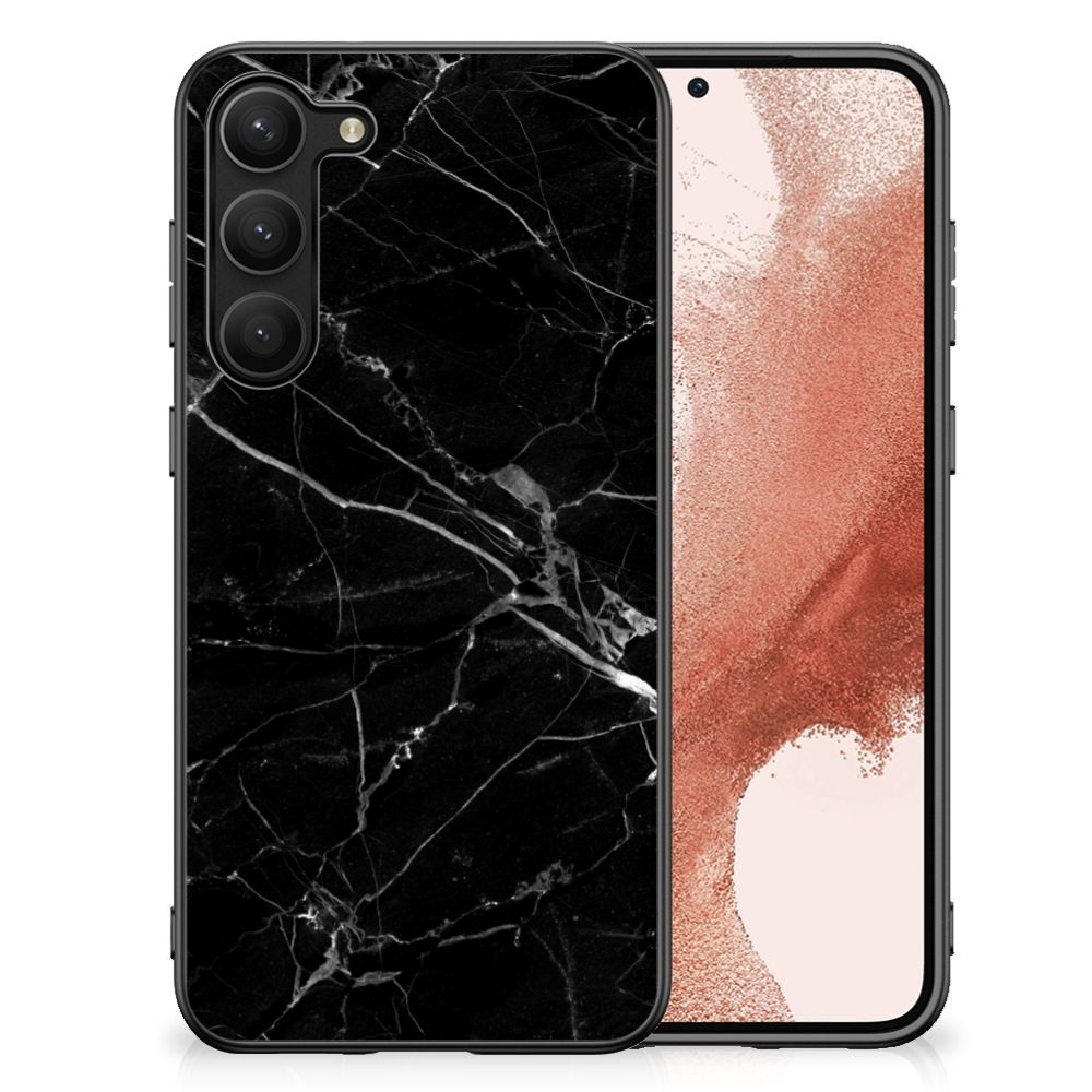Samsung Galaxy S23 Plus Marmeren Print Telefoonhoesje Marmer Zwart - Origineel Cadeau Vader B2C Telecom