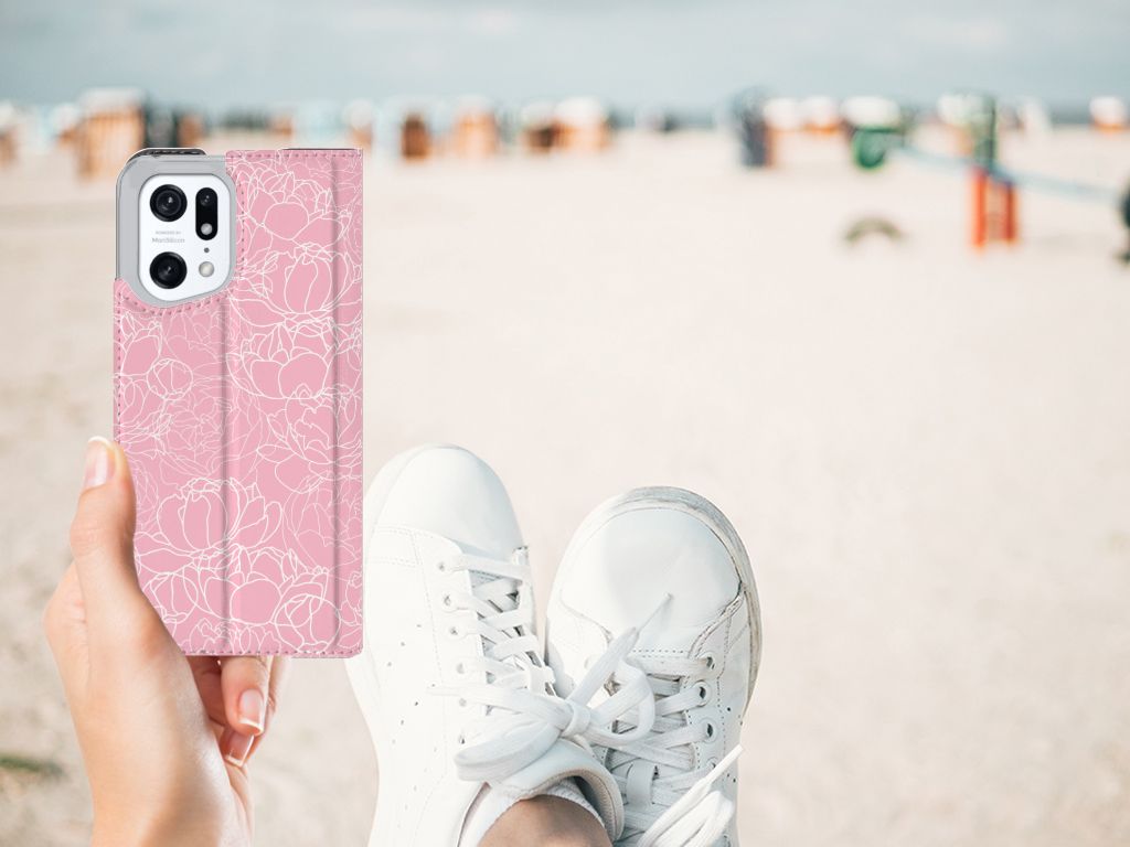 OPPO Find X5 Pro Smart Cover White Flowers - B2C Telecom