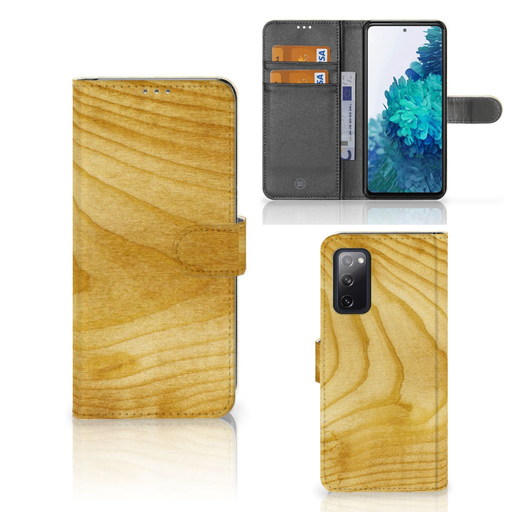 Samsung Galaxy S20 FE Book Style Case Licht Hout