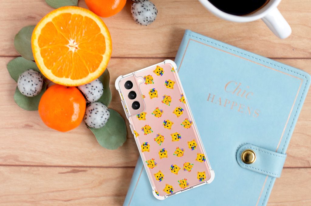 Doorzichtige Silicone Hoesje voor Samsung Galaxy S21 FE Katten Emojis B2C Telecom