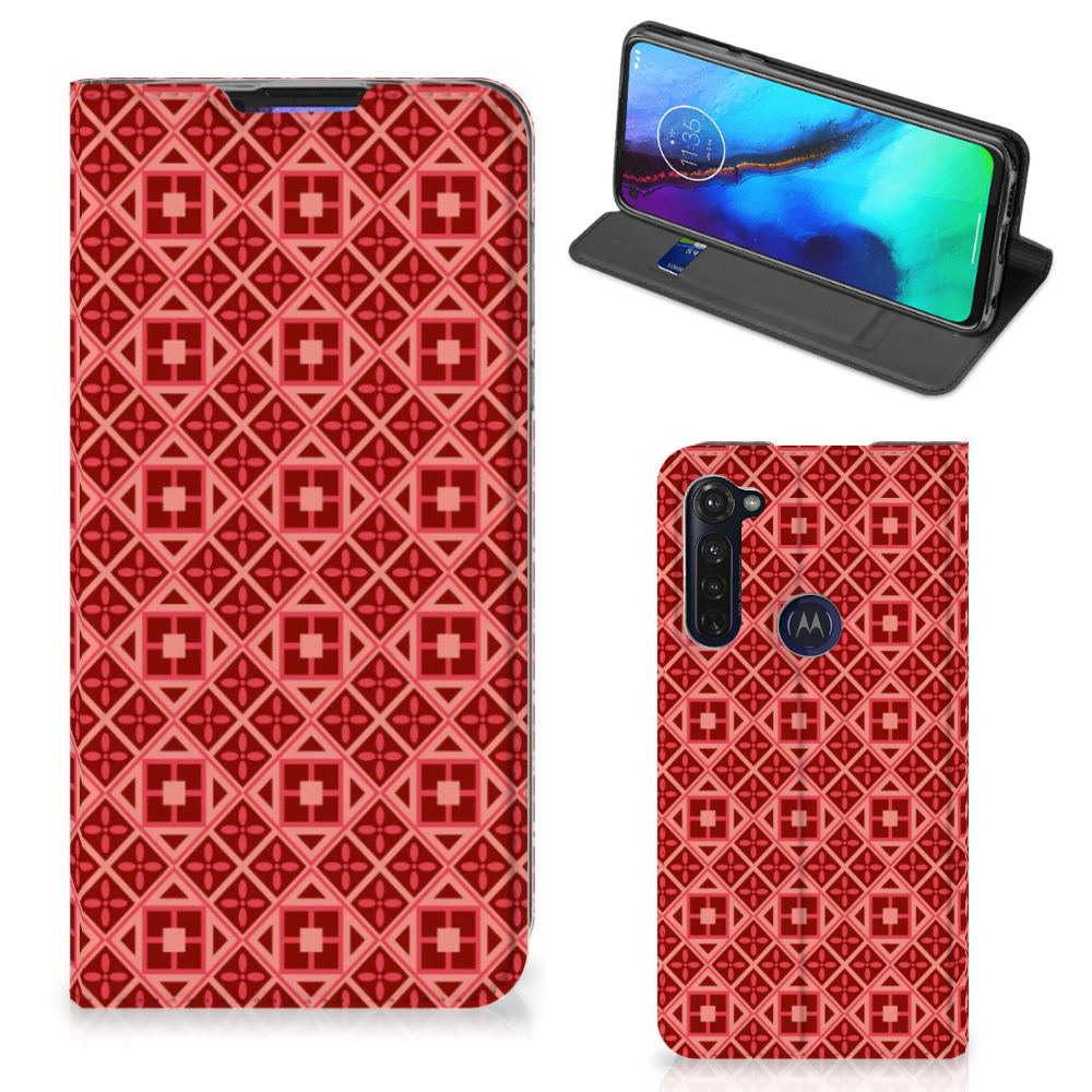 Motorola Moto G Pro Hoesje met Magneet Batik Rood - B2C Telecom