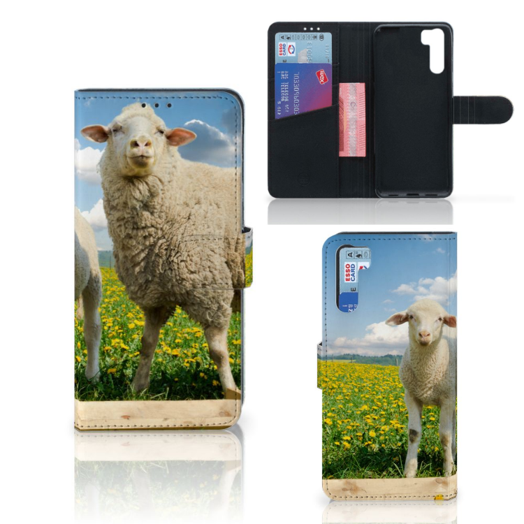OPPO A91 | Reno3 Telefoonhoesje met Pasjes Schaap en Lammetje