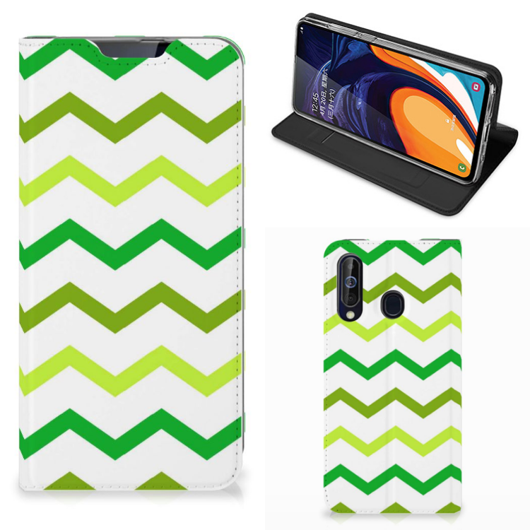 Samsung Galaxy A60 Hoesje met Magneet Zigzag Groen