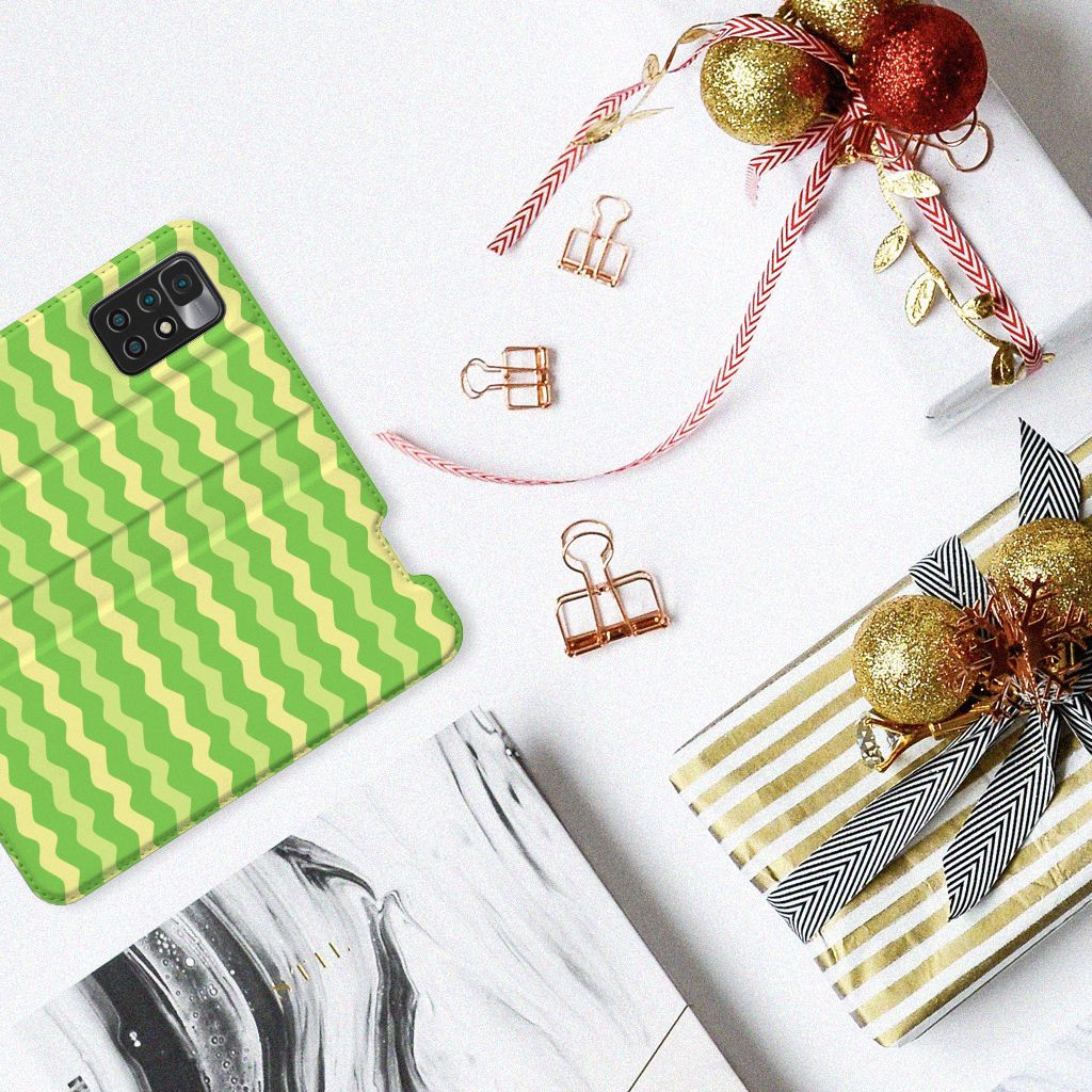 Xiaomi Redmi 10 Hoesje met Magneet Waves Green - B2C Telecom