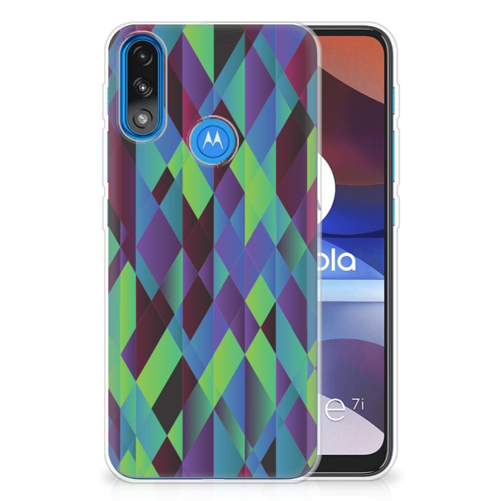 Motorola Moto E7/E7i Power TPU Hoesje Abstract Green Blue B2C Telecom