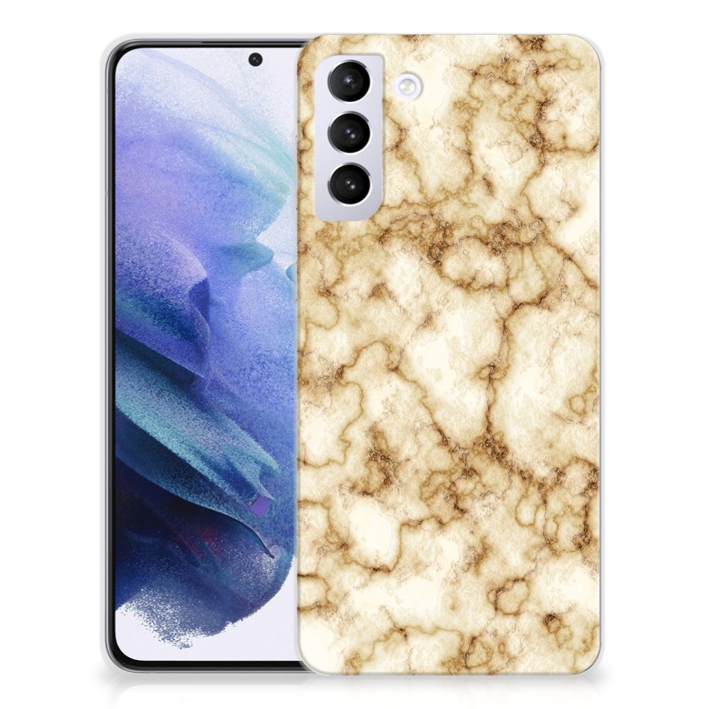Samsung Galaxy S21 Plus TPU Siliconen Hoesje Marmer Goud B2C Telecom