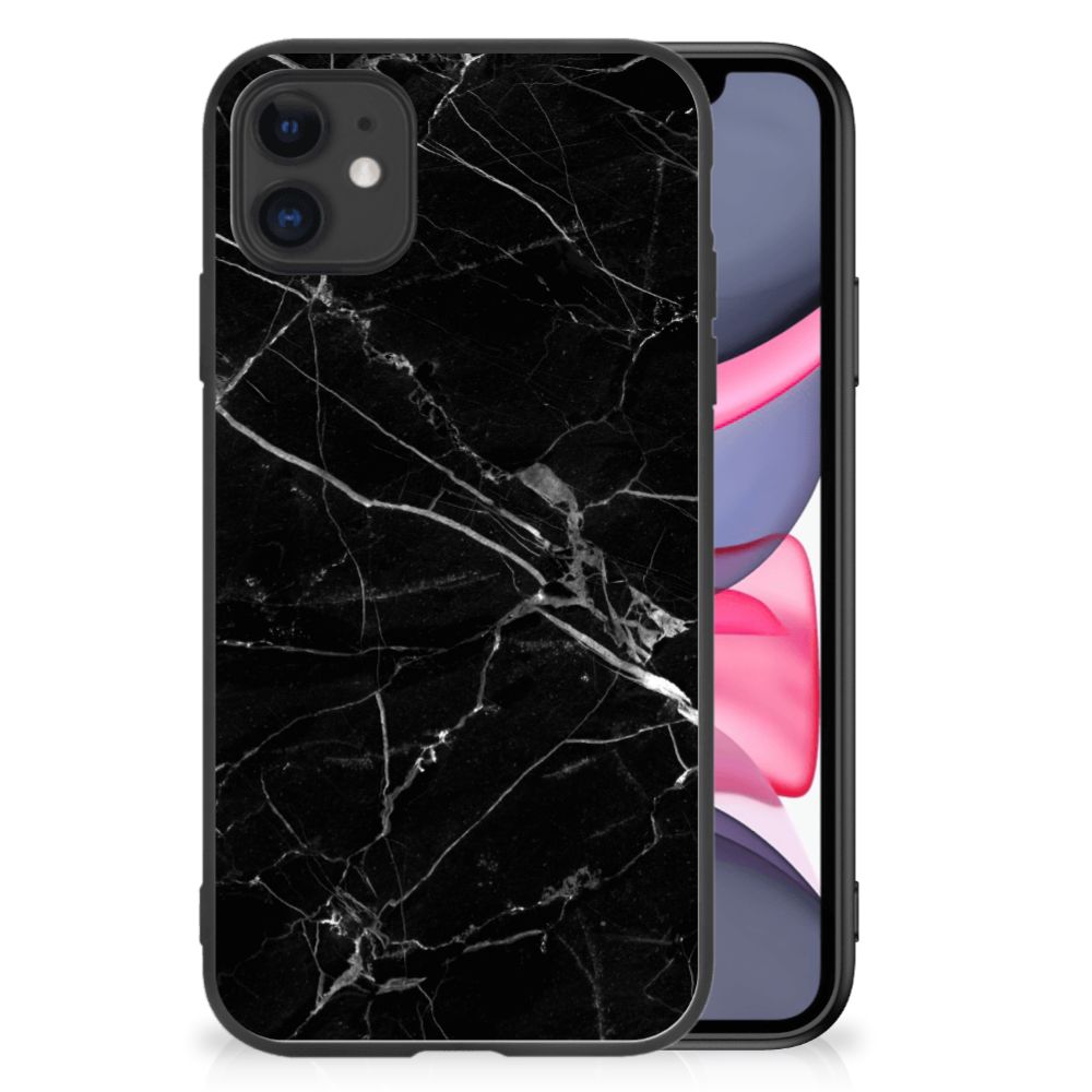 iPhone 11 Marmeren Print Telefoonhoesje Marmer Zwart - Origineel Cadeau Vader
