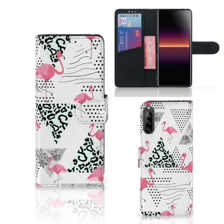 Sony Xperia L4 Telefoonhoesje met Pasjes Flamingo Triangle