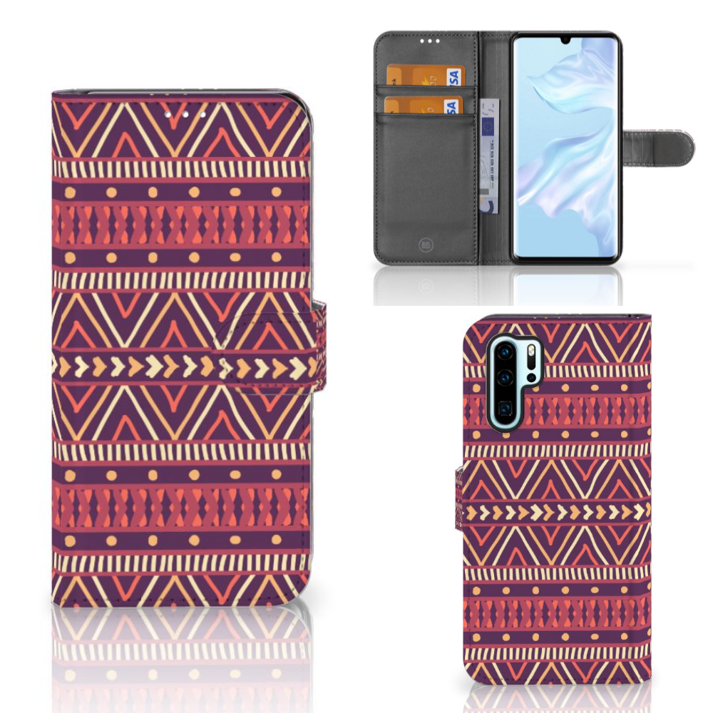 Huawei P30 Pro Telefoon Hoesje Aztec Paars
