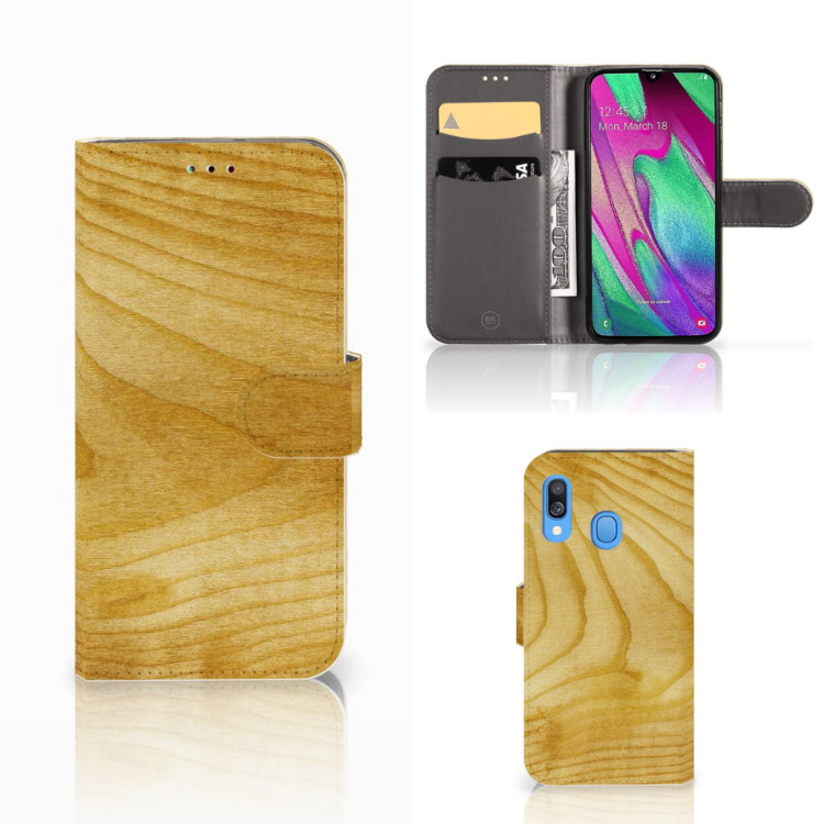 Samsung Galaxy A40 Book Style Case Licht Hout