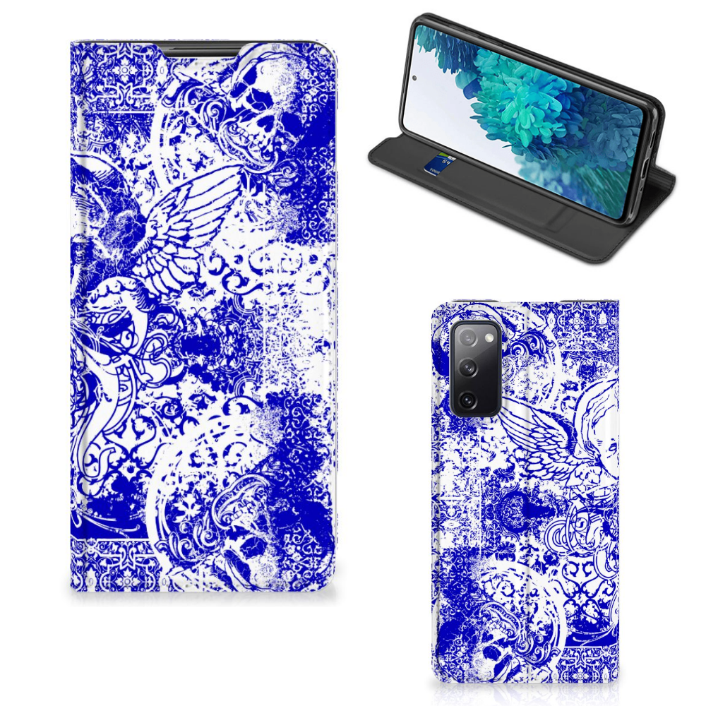 Mobiel BookCase Samsung Galaxy S20 FE Angel Skull Blauw - B2C Telecom