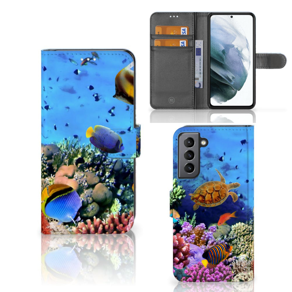 Samsung Galaxy S21 FE Telefoonhoesje met Pasjes Vissen