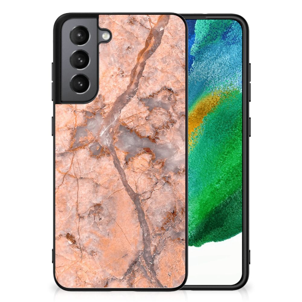 Samsung Galaxy S21FE Marmeren Print Telefoonhoesje Marmer Oranje