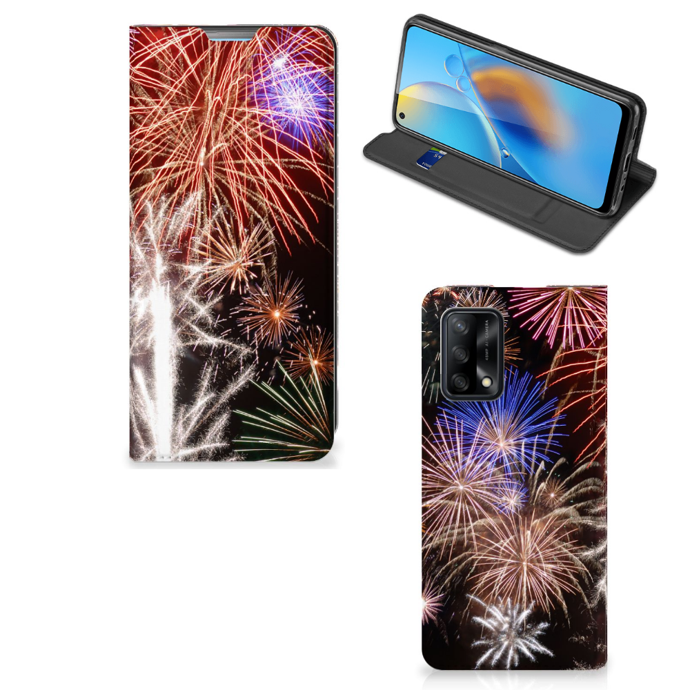 OPPO A74 4G Hippe Standcase Vuurwerk - B2C Telecom
