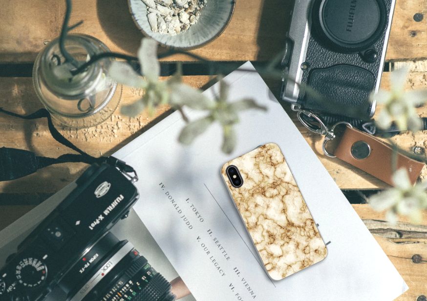 Apple iPhone X | Xs TPU Siliconen Hoesje Marmer Goud