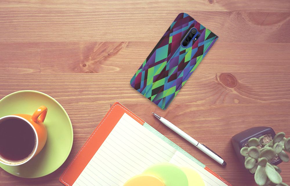 Xiaomi Redmi 9 Stand Case Abstract Green Blue - B2C Telecom