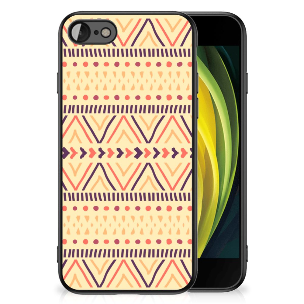 iPhone SE 2022 | SE 2020 | 7/8 Back Case Aztec Yellow - Beschermcase met opvallend aztec patroon voor iPhone.