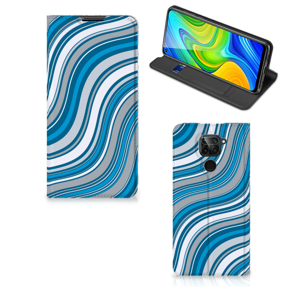 Xiaomi Redmi Note 9 Hoesje met Magneet Waves Blue - B2C Telecom