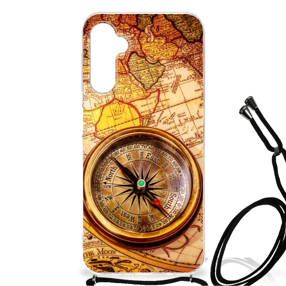 Samsung Galaxy A14 5G Telefoonhoesje met valbescherming Kompas met kompas en wereldkaart design