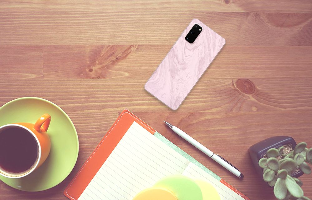 Samsung Galaxy S20 TPU Siliconen Hoesje Marble Pink B2C Telecom