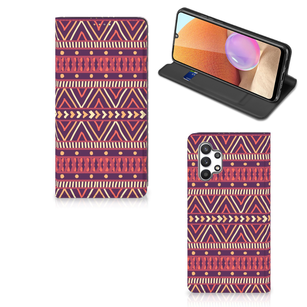Samsung Galaxy A32 4G | A32 5G Enterprise Editie Hoesje met Magneet Aztec Paars - B2C Telecom