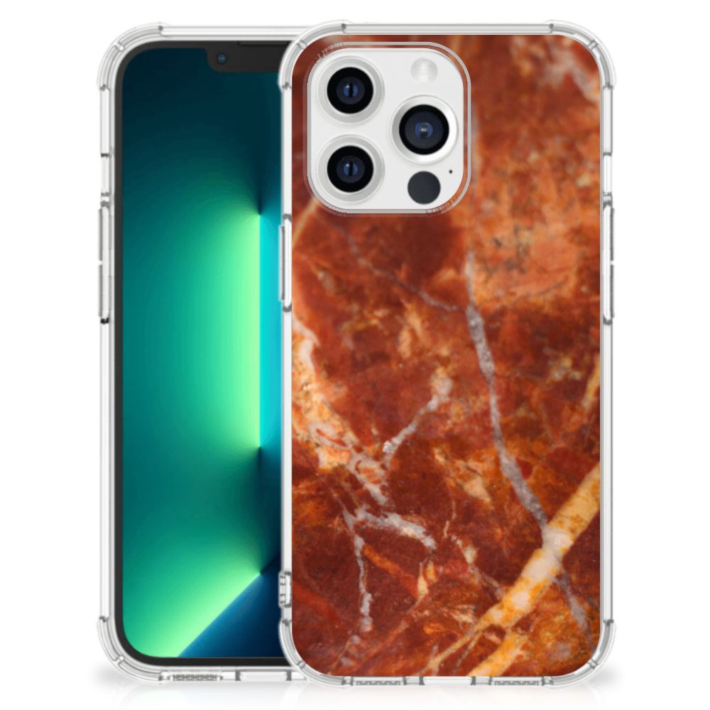iPhone 13 Pro Max Anti-Shock Hoesje Marmer Bruin - B2C Telecom
