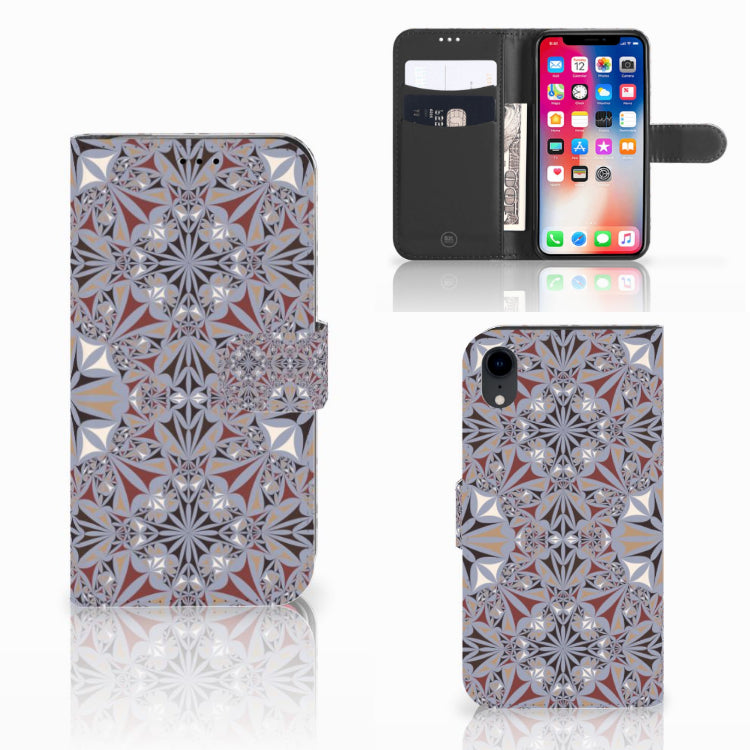 Apple iPhone Xr Bookcase Flower Tiles
