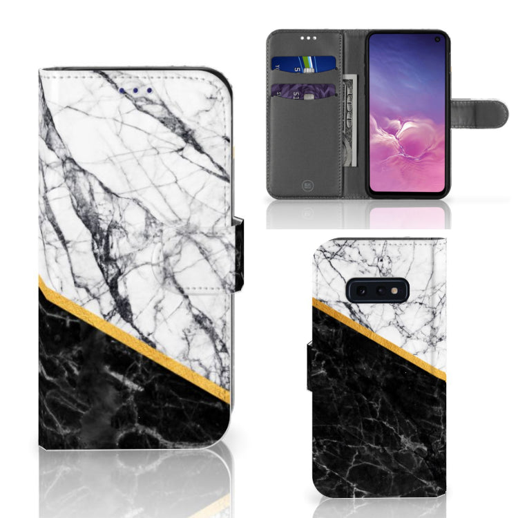 Samsung Galaxy S10e Bookcase Marmer Wit Zwart - Origineel Cadeau Man