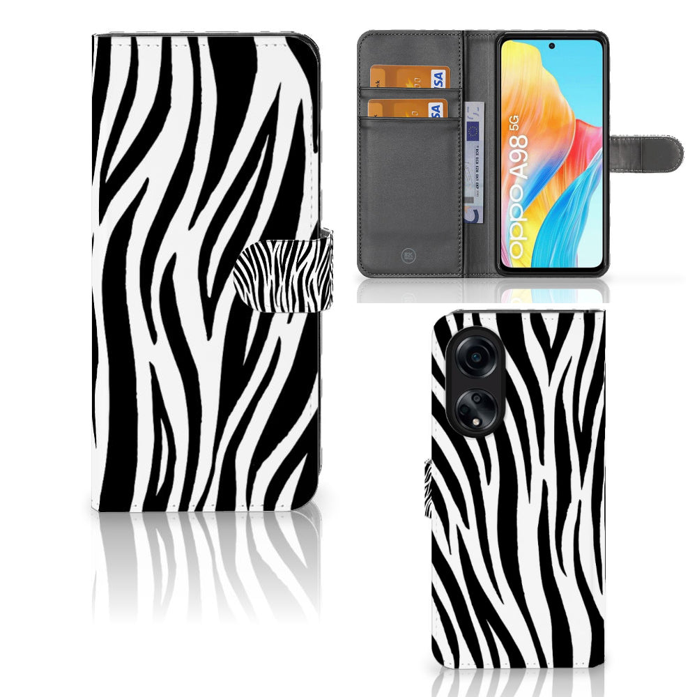 OPPO A98 5G Telefoonhoesje met Pasjes Zebra