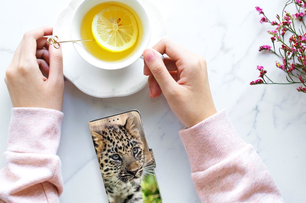 Xiaomi Redmi 7A Telefoonhoesje met Pasjes Baby Luipaard