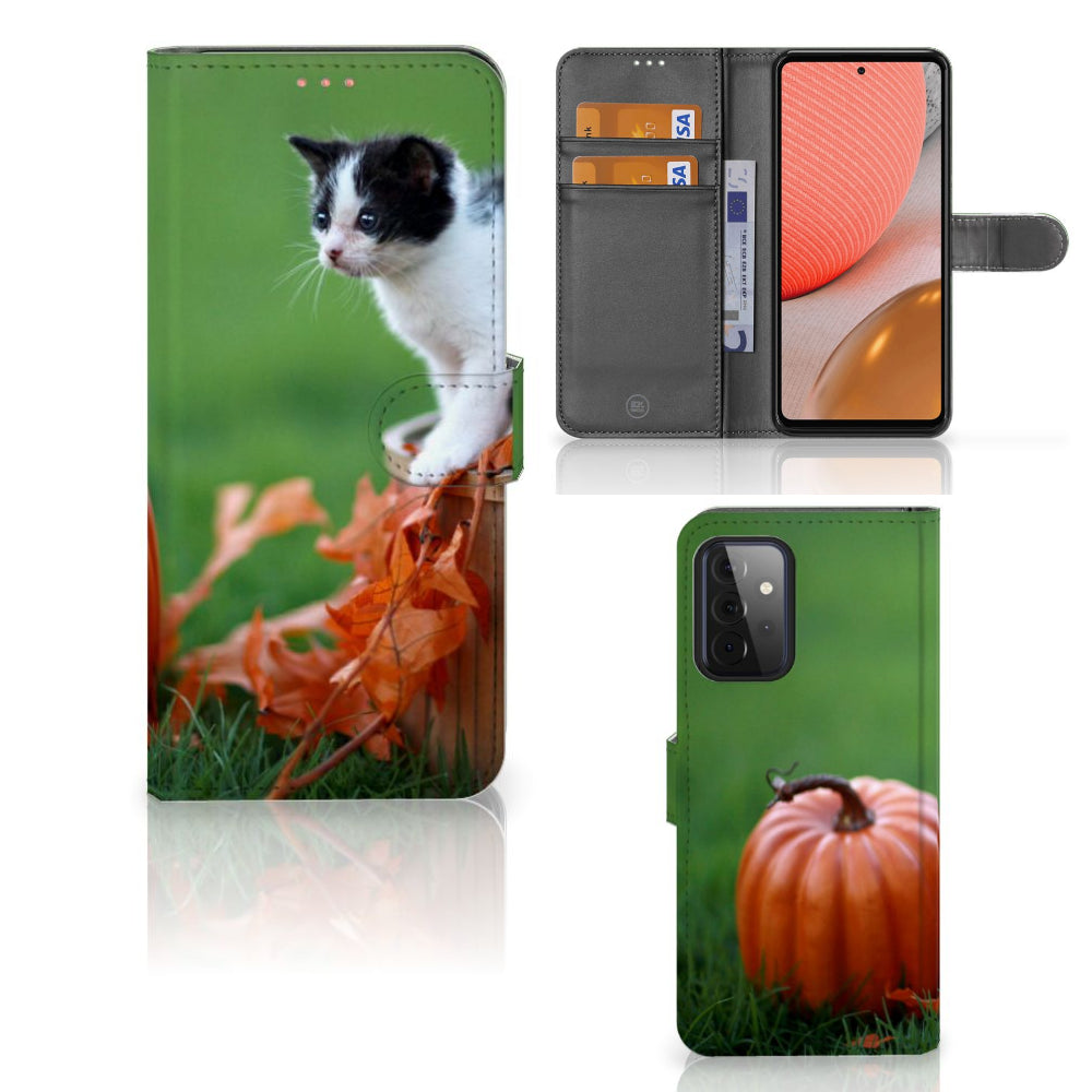 Samsung Galaxy A72 Telefoonhoesje met Pasjes Kitten