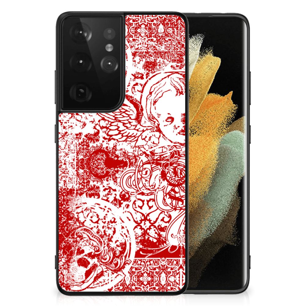 Telefoonhoesje Samsung Galaxy S21 Ultra Angel Skull Rood B2C Telecom