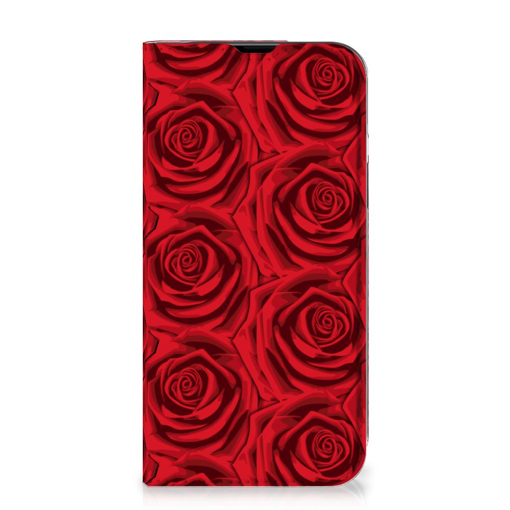 iPhone 14 Smart Cover Red Roses met een prachtig rozen patroon en een vakje voor een pasje đš.