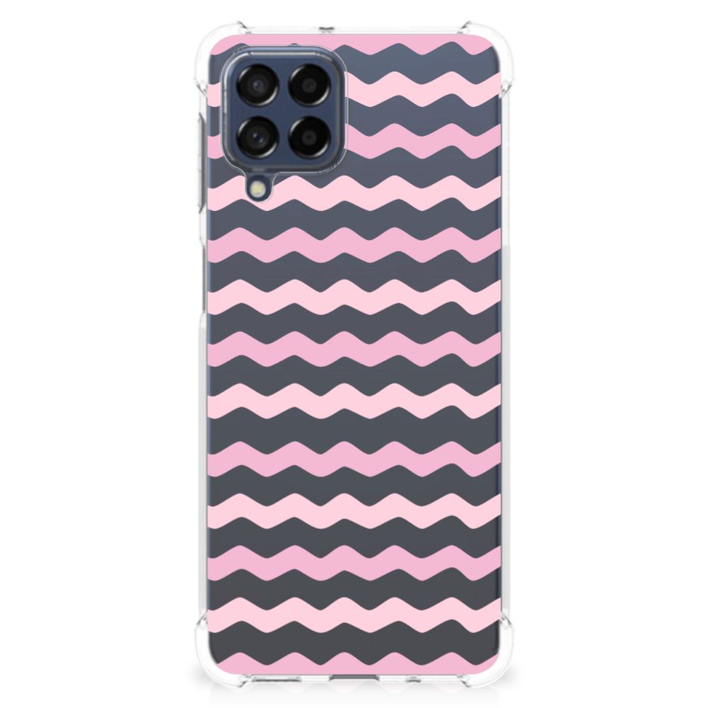 Samsung Galaxy M53 Doorzichtige Silicone Hoesje Waves Roze B2C Telecom