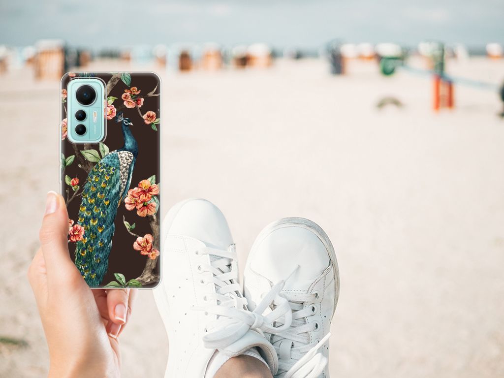 Xiaomi 12 Lite TPU Hoesje Pauw met Bloemen B2C Telecom