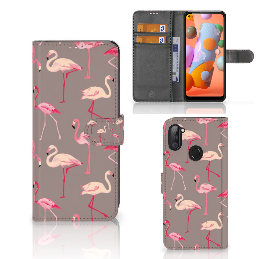 Samsung Galaxy M11 | A11 Telefoonhoesje met Pasjes Flamingo