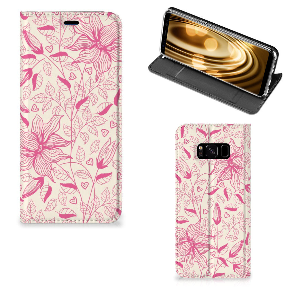 Samsung Galaxy S8 Smart Cover Pink Flowers